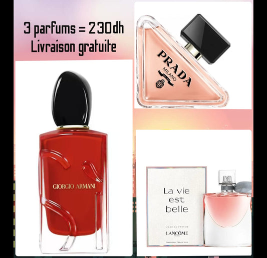 Coffret Féminin Prestige – 3 Parfums 5ml (Livraison Gratuite) – 230 MAD